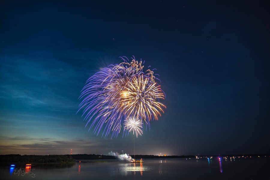 fireworks on Appomattox River in Hopewell